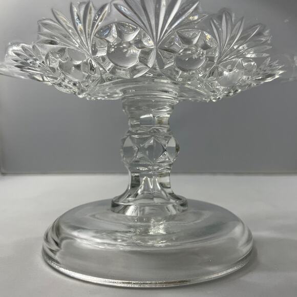 Vintage Curved Pedestal Glass Banana Stand Daisy Pattern EUC - Picture 2 of 8